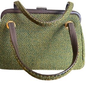 Vintage JR by Jules Resnick Florida green burlap bag- 1970s